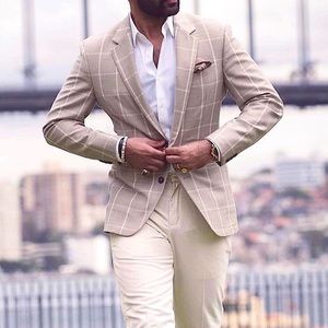 Windowpane Beige Blazer | 38R